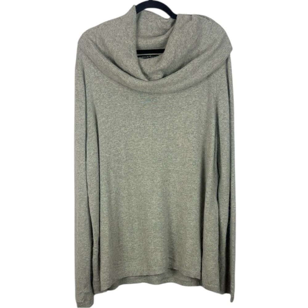 Marina Luna Light Gray Soft Cozy Angora Blend Cowl Neck Long Sleeve 3X Sweater